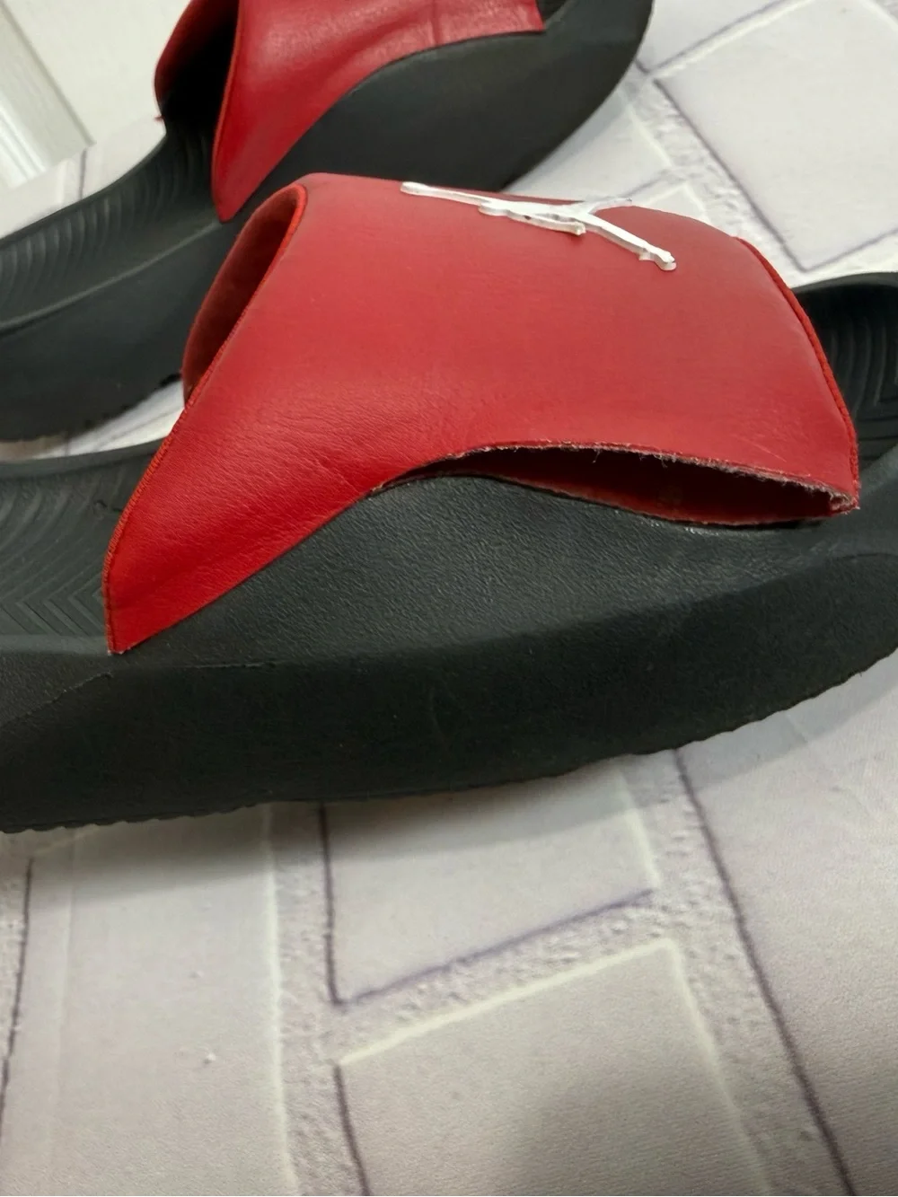Jordan Red & Black Slide Sandals Youth Size 7Y | Comfortable Casual Slides